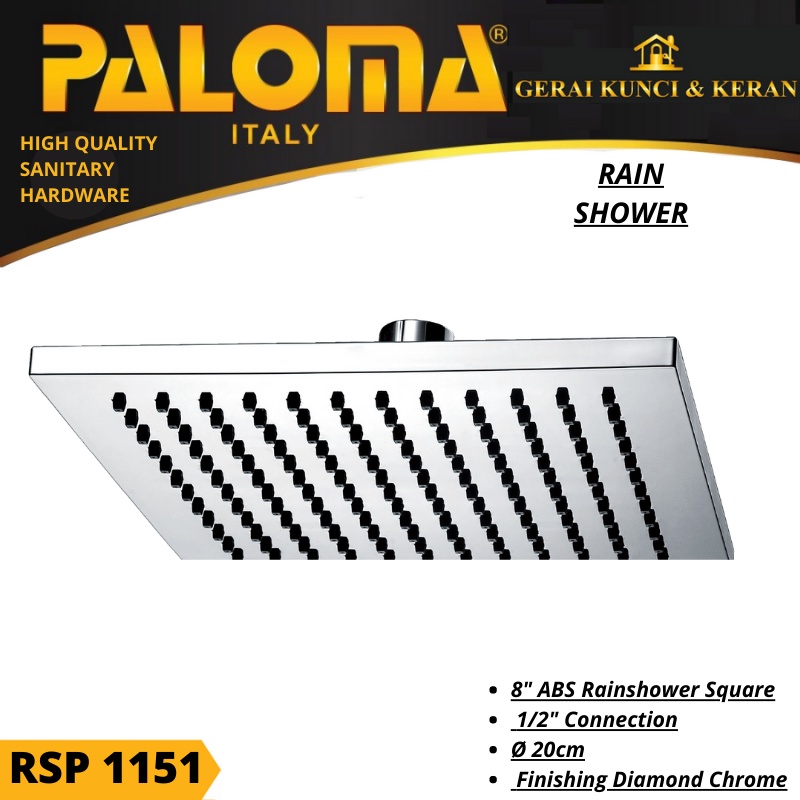 KEPALA RAIN SHOWER MANDI KOTAK 8 INCH RSP 1151 ABS CHROME