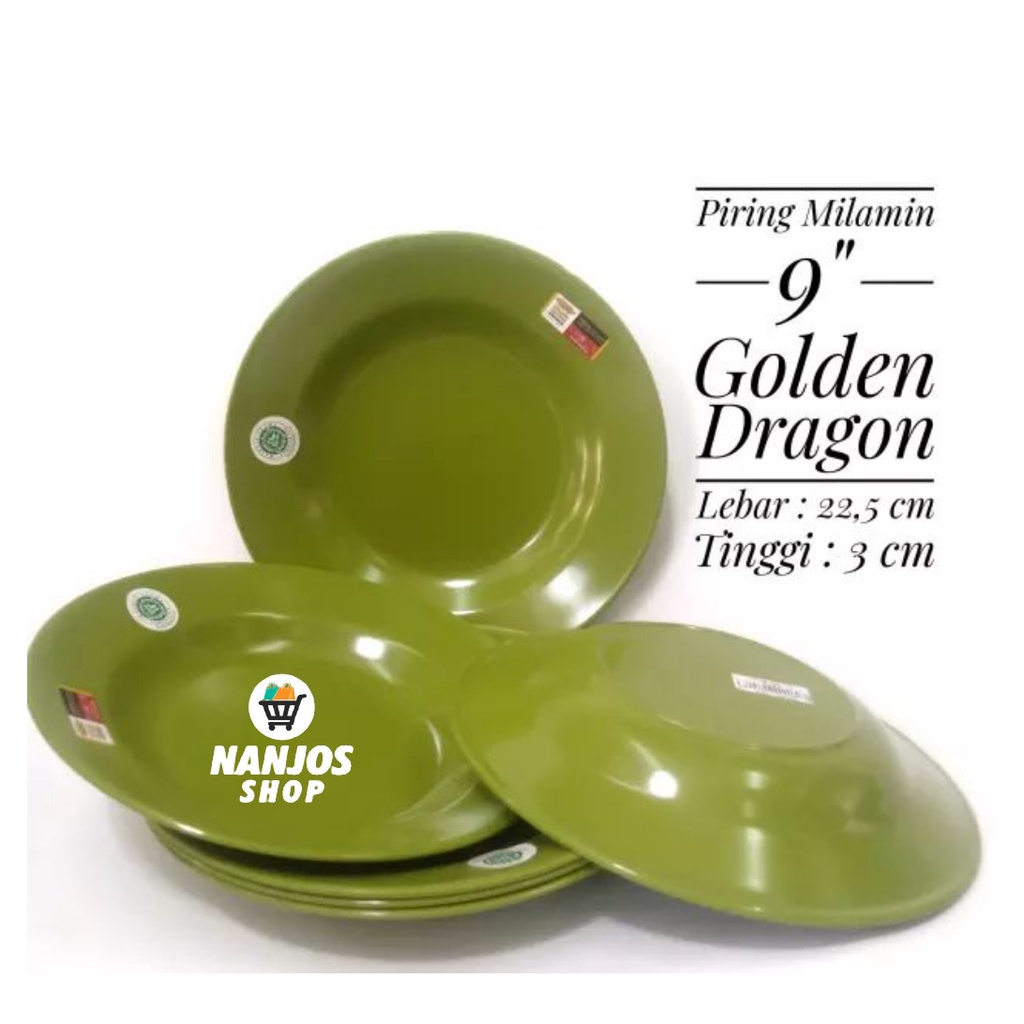 Golden Dragon Piring Makan Nasi Mie Cekung Murah Melamin 9 Inci P0109