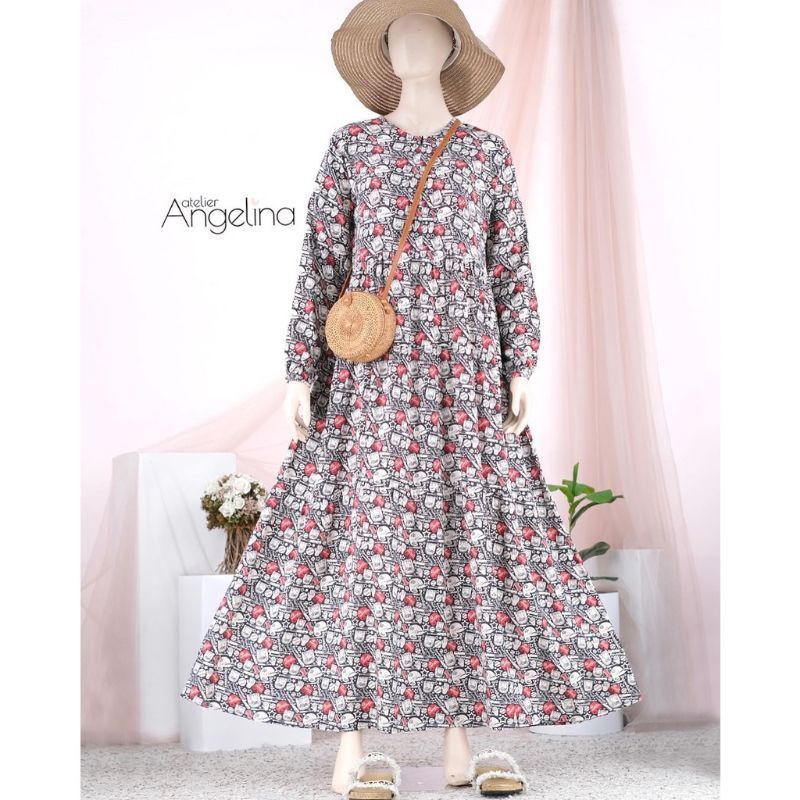 Bella Dress Basic Viscose Anchor Black (Opor 28Juni),Baseball Black & Polkadot Black size M (Edisi M