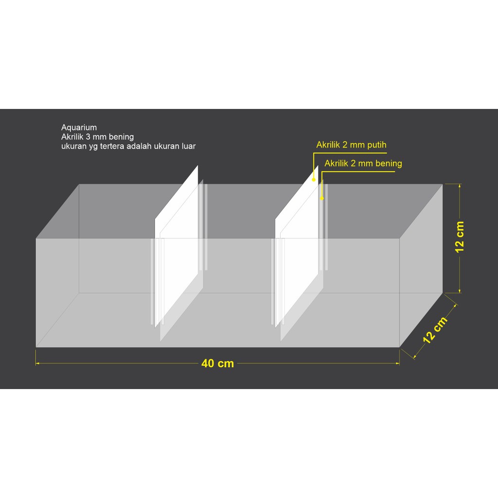 AQUARIUM CUPANG / SOLITER 3 RUANG 40x12x12CM