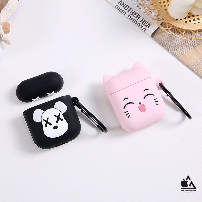 Silicone CASE 3D LUCU APPLE AIRPODS GEN 1 2 MOTIF KARAKTER KARTUN CARTOON Softcase Pouch Kaitan Cantolan