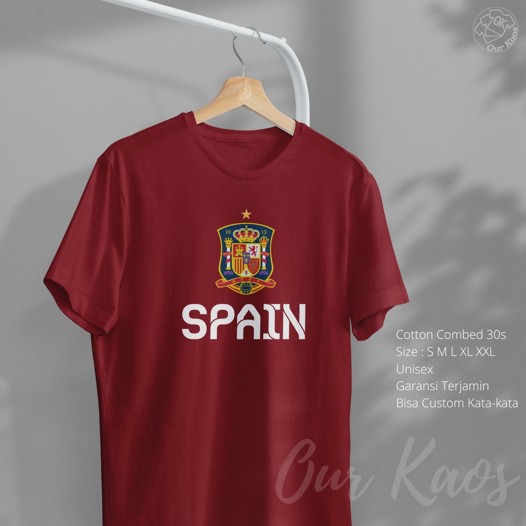 Kaos Distro Sepak Bola Jersey Timnas Spanyol Euro Piala Dunia World Cup Tshirt Pria Wanita Dewasa Ko