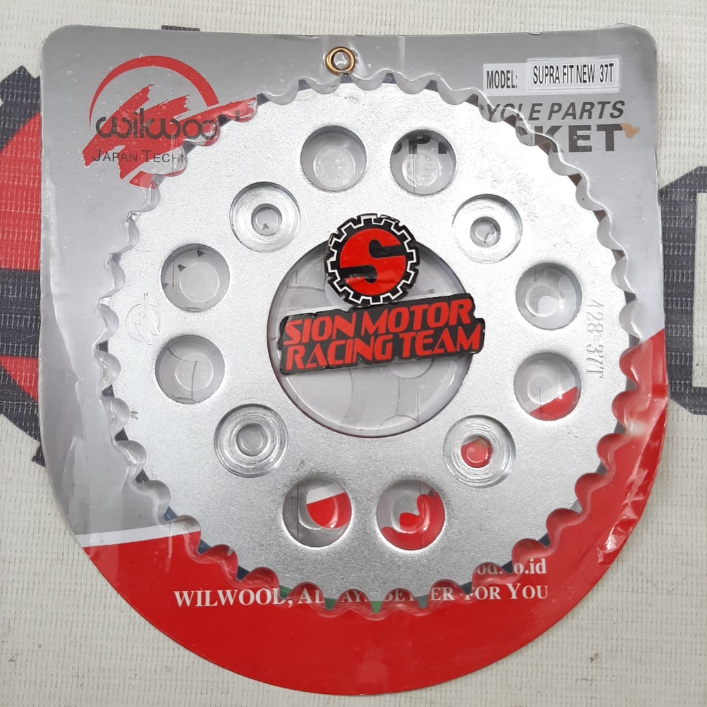 428-37T Gir Gear Belakang Honda Supra Fit New / Karisma / Supra X 125 / Wave 125 / Blade Wilwood Chr