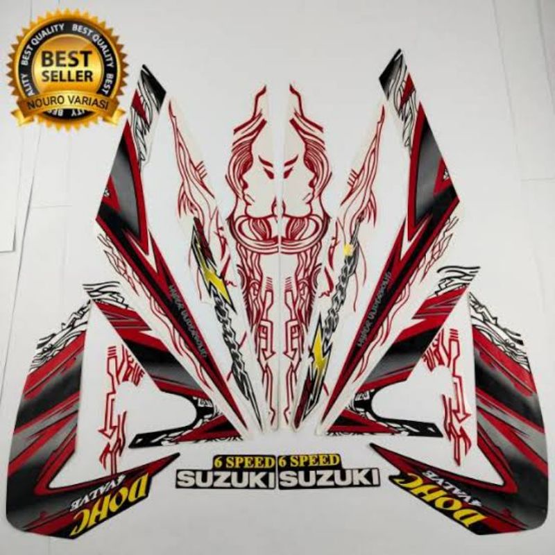 striping satria fu barong 2011 hitam putih striping lis stiker standar Ori suzuki satria fu 2011 bar