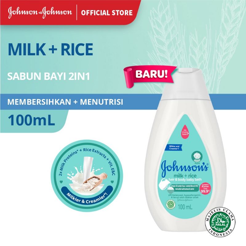 JOHNSON’S® Milk + Rice Hair &amp; Body Baby Bath - Sabun Bayi 2in1 100ml - Sabun Mandi Bayi