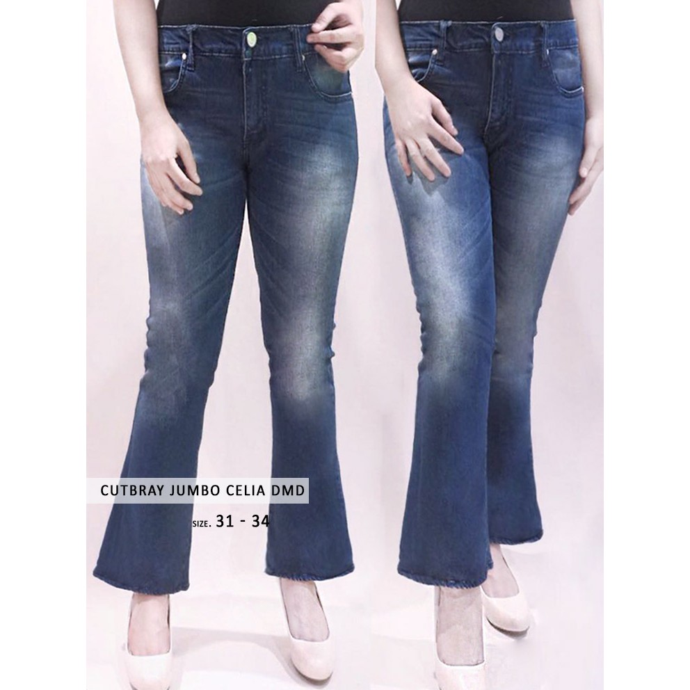 Celana Cutbray Jeans Big Size Wanita - Cutbray JUMBO KOMBINASI DMD ( uk 31-34)