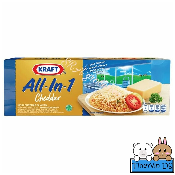 

Keju Cheddar All in One - Kraft - Kemasan 2 Kg