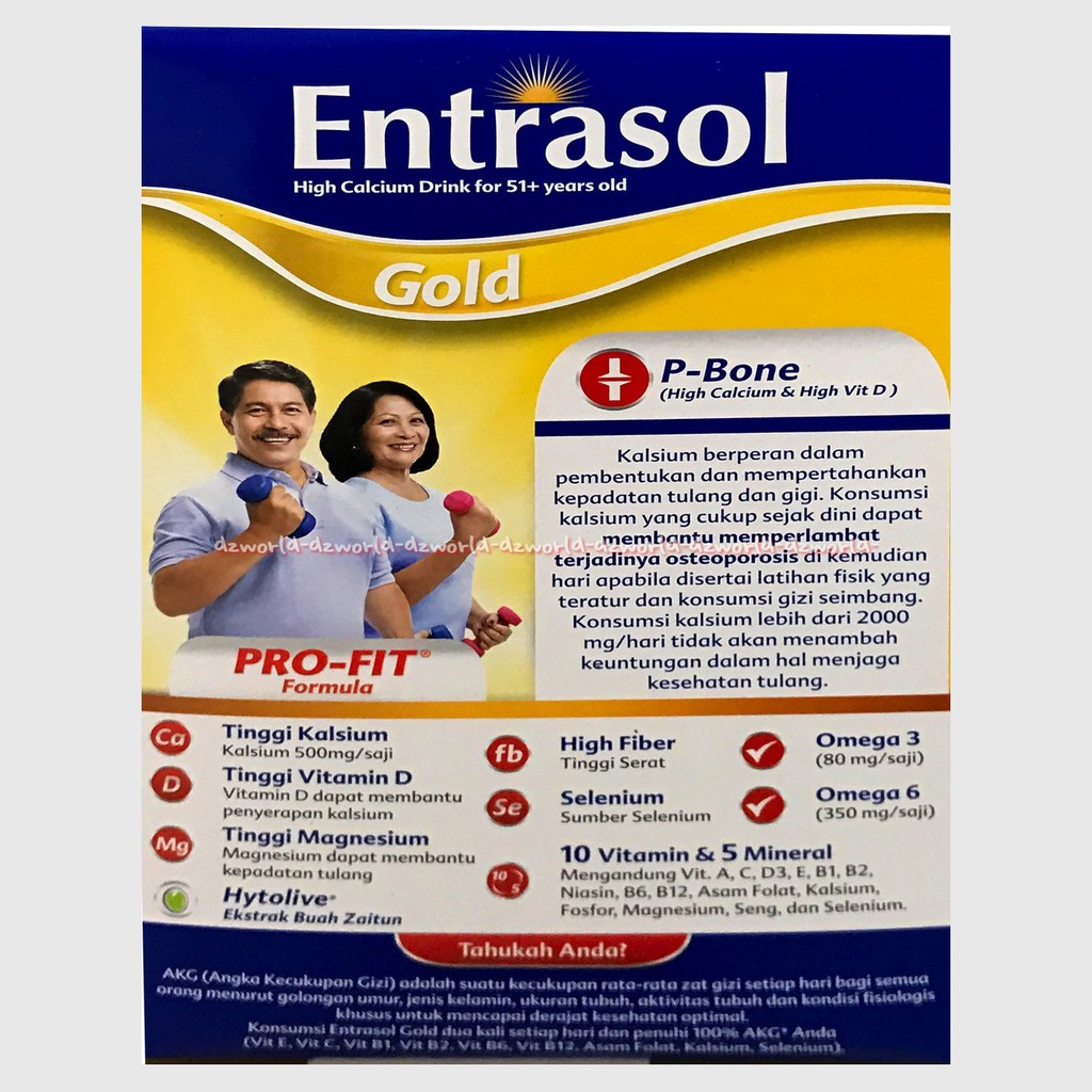 Susu Entrasol Gold Vanilla Coklat 600gr Susu High Kalsium untuk 51+ Rasa Vanila Chocolate