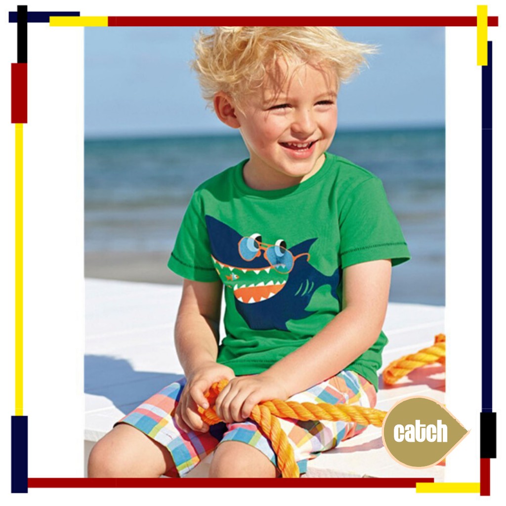 Baju Kaos T Shirt Anak Laki Laki Dan Perempuan Lengan Pendek Gambar Hiu Warna Hijau Shopee Indonesia