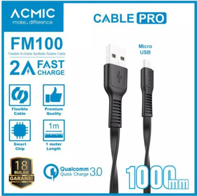 Kabel Acmic Original Support Fast Charging Micro USB - Type C - Apple