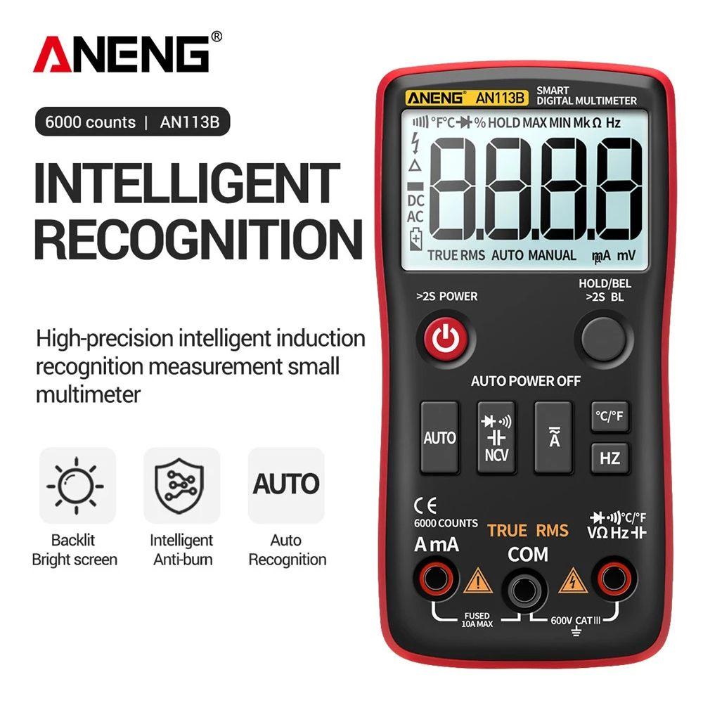 Solighter Digital Smart Multimeter ANENG AN113B Auto-Ranging Dengan Temperature Tester Digital Profesional Meter