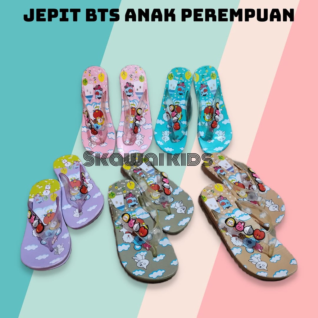 Sandal Jepit BT21 Anak Perempuan Karet Jelly