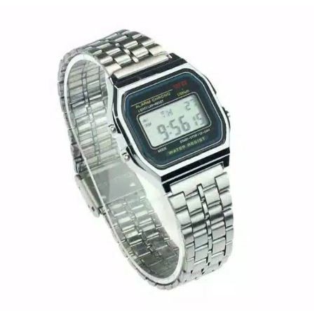 Jam Tangan Wanita Digital Kotak Rantai Model Casio