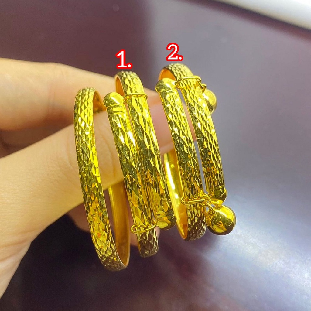 Gelang anak bayi anak dan dewasa emas asli kadar 700 70% 16k selisih polos ukir lonceng 1 3 gram kuning gold