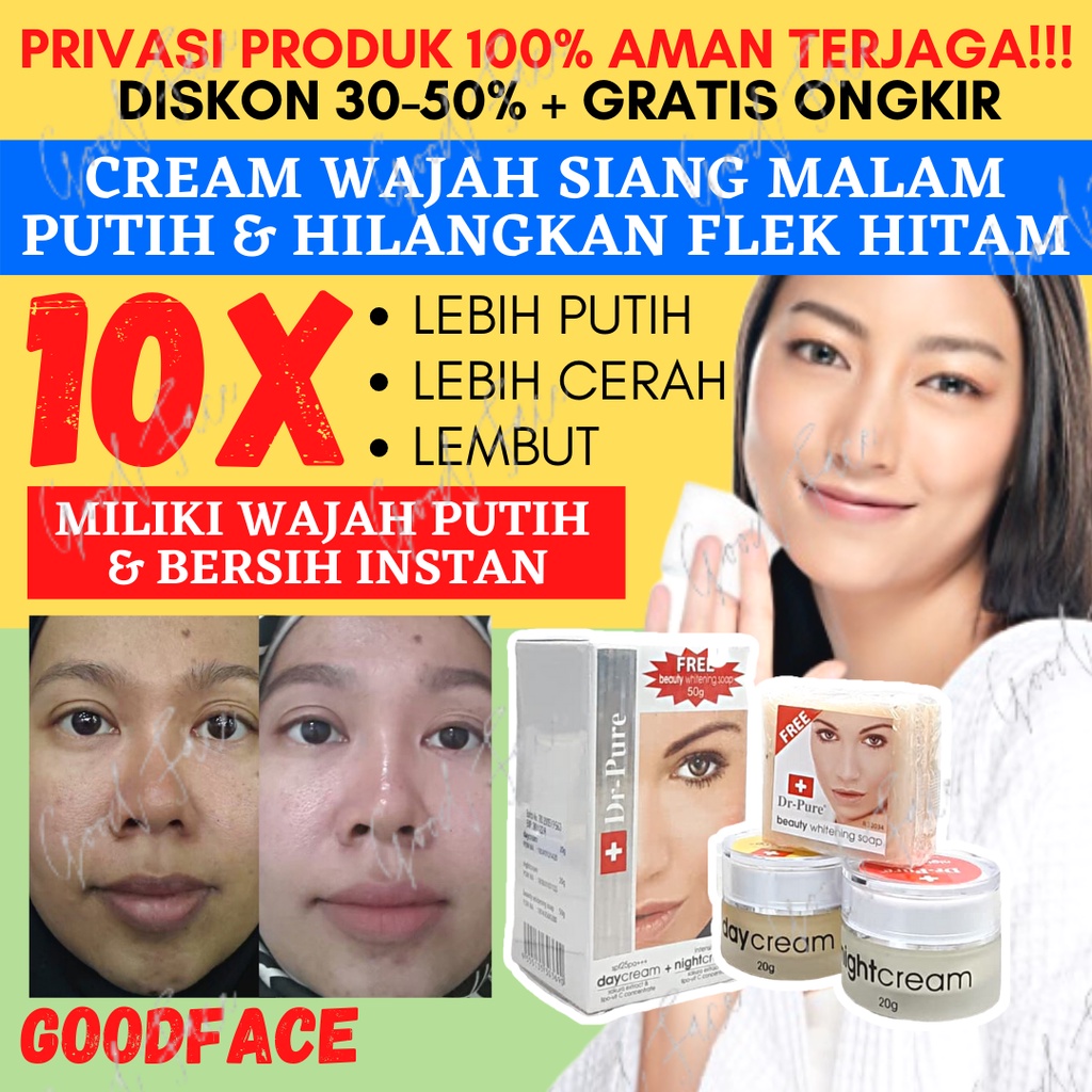 DR PURE WHITENING CREAM DAY &amp; NIGHT JUAL TERPISAH CREAM PEMUTIH WAJAH PEMBERSIH WAJAH KRIM GLOWING PERAWATAN KECANTIKAN