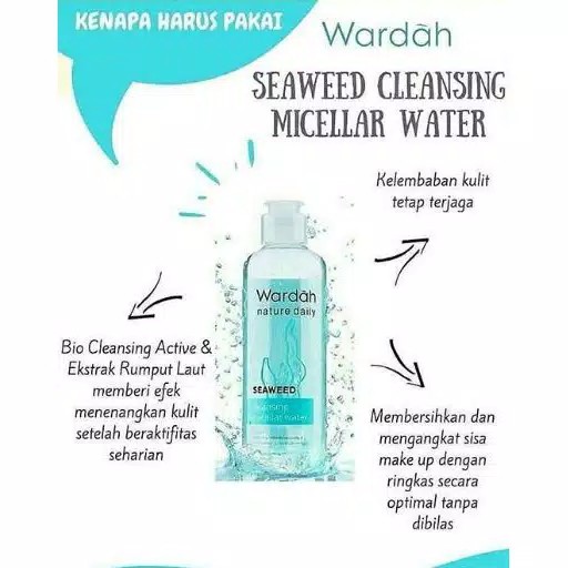 ❣️Rakkistore99❣️Wardah Nature Daily SEAWEED Cleansing MICELLAR WATER 100ml (100% Original)