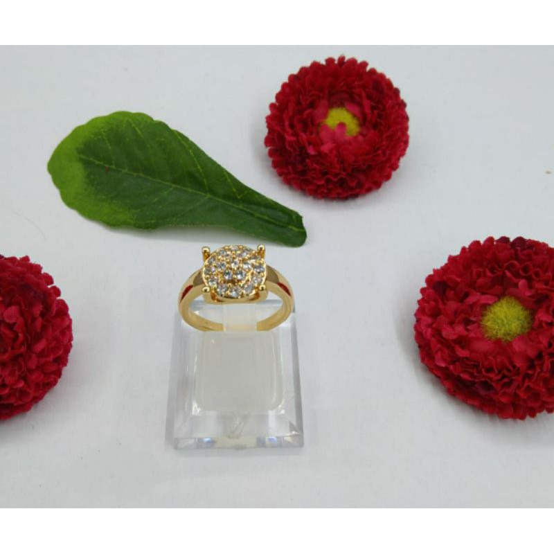 Fourfashion Cincin Dewasa Xuping Permata Bulat Lapis Emas S083