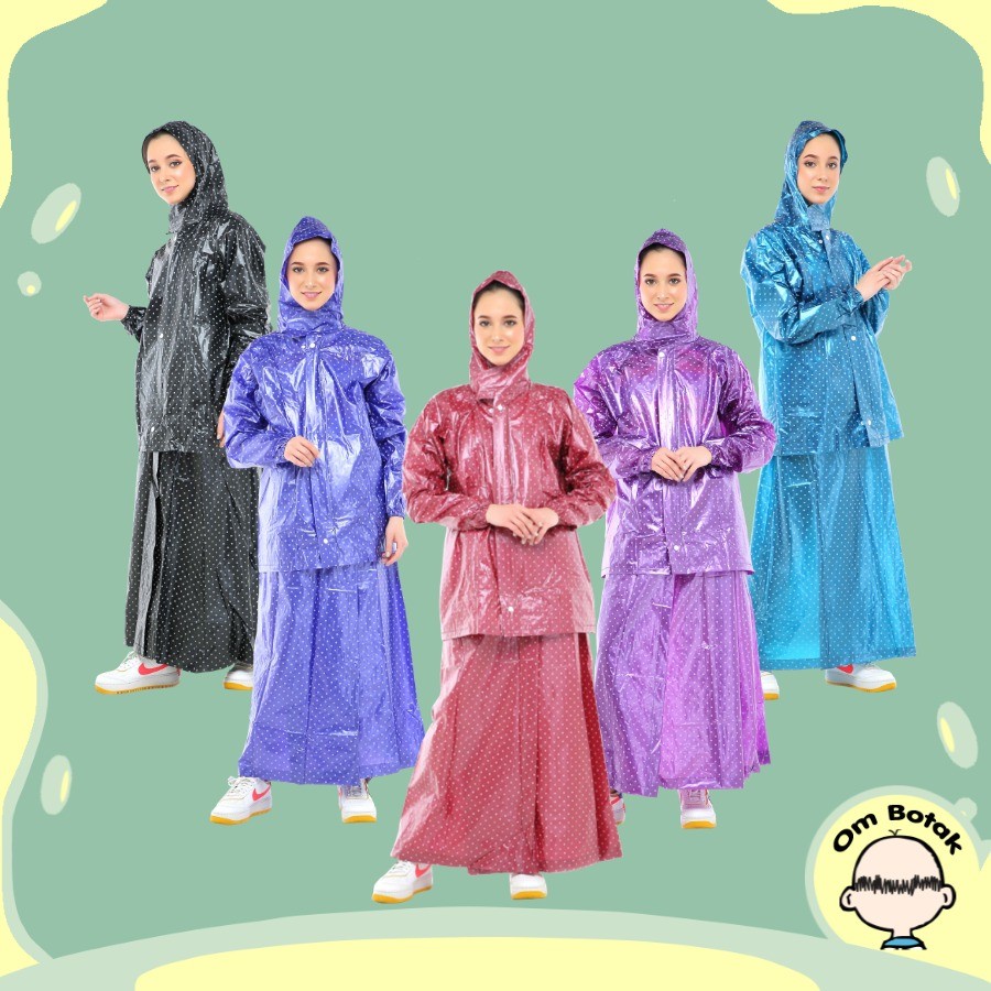 Jas Hujan Model Baju Rok Wanita Motif POLKADOT - Jas Hujan Rok Onde Merk Plevia 870