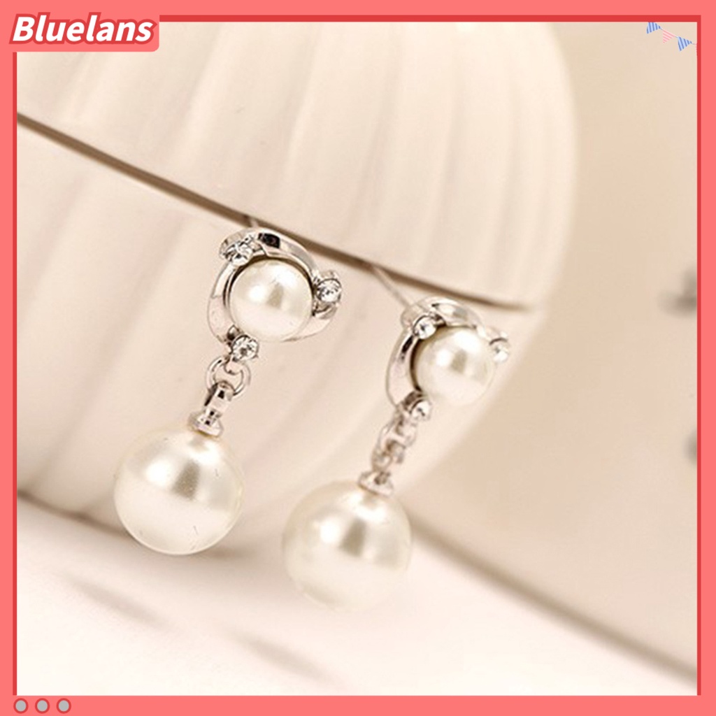 Bluelans Ear Rings Dangle Exquisite Eye-catching 2 Colors Imitation Pearl Tassel Earrings Dangle