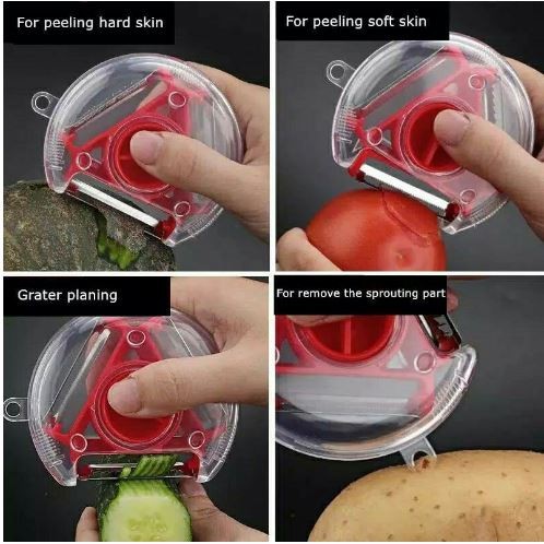 Peeler Slicer 3in1 Pisau Pengupas Multifungsi Kulit Sayur Sayuran Buah Rotary Peeling Knife