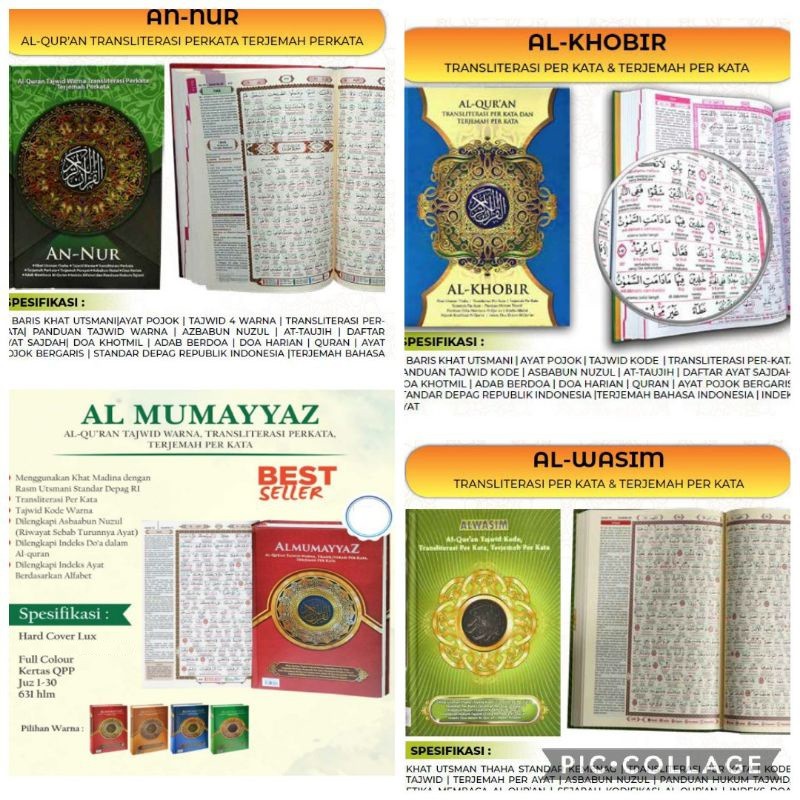 Quran Sampul  Mumayyaz Wasim Khobir Terjemah Latin Kata Tajwid Warna ALQ14 A5 Sedang