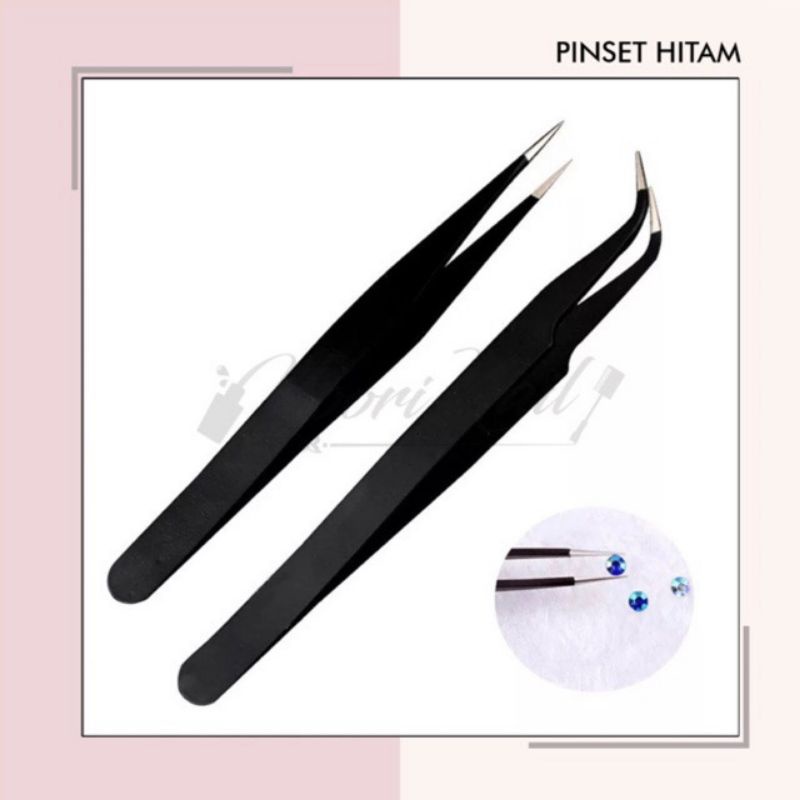 Pinset hitam lancip bengkok tweezer nail art tweezers pinset serbaguna