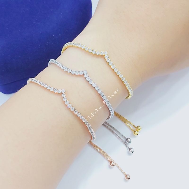 GELANG PERAK ASLI SILVER 925 LAPIS EMAS PUTIH MODEL SERUT AUREL/NAGITA/PASUNG MODEL EMAS - PERHIASAN PERAK WANITA