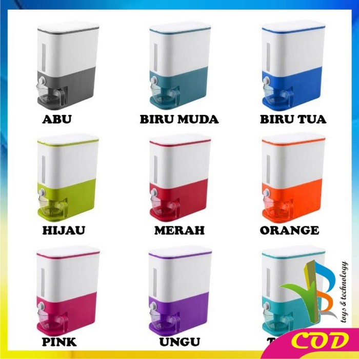 

540ffipp Rb-C203 Dispenser Beras 12Kg Rice Box Tempat Penyimpanan Beras Otomati - C203, Abu