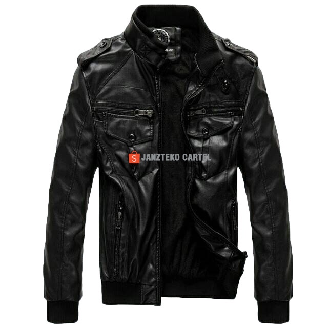 JNK x LIBERO - Jaket Pria Biker Motor Polisi Santai Bahan Semi Kulit Sintetis Viena Faux Synthetic Leather Premium Original Branded Elegan Cowok Laki Laki Remaja Dewasa Anak Muda Kekinian Outwear Motor Racing Touring Tebal Zipper Resleting Windbreaker ORI