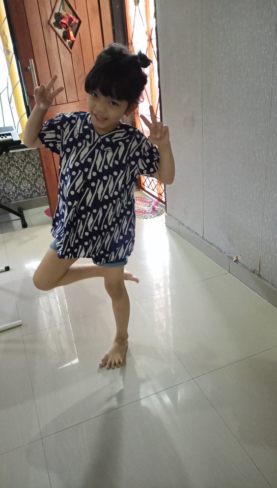 Blus  Batik Cap Navy Murah Blus Anak Perempuan