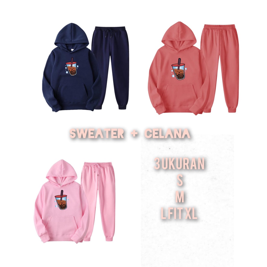 mukzhop -  Stelan anak dan abg boba 1  | satu set sweater hoodie dan celana | fashion anak - SWEATER ABG - HOODIE ABG