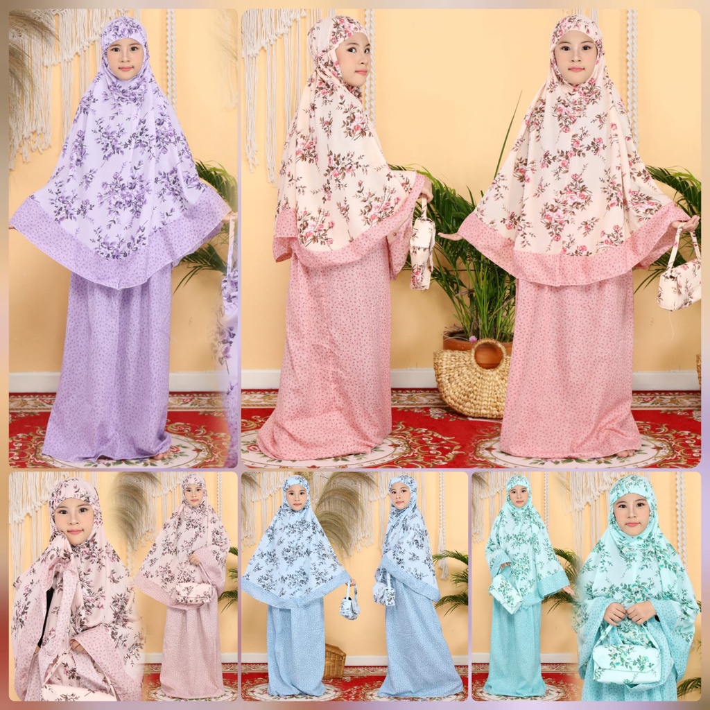 MUKENA DEWASA DAN KID ROSEMERRY RAYON HM ( DIJUAL TERPISAH ) REALPIC