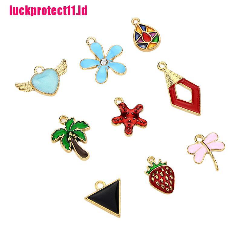 30 Pcs / Set Liontin Charms Enamel Bahan Metal Gaya Campuran Untuk Perhiasan