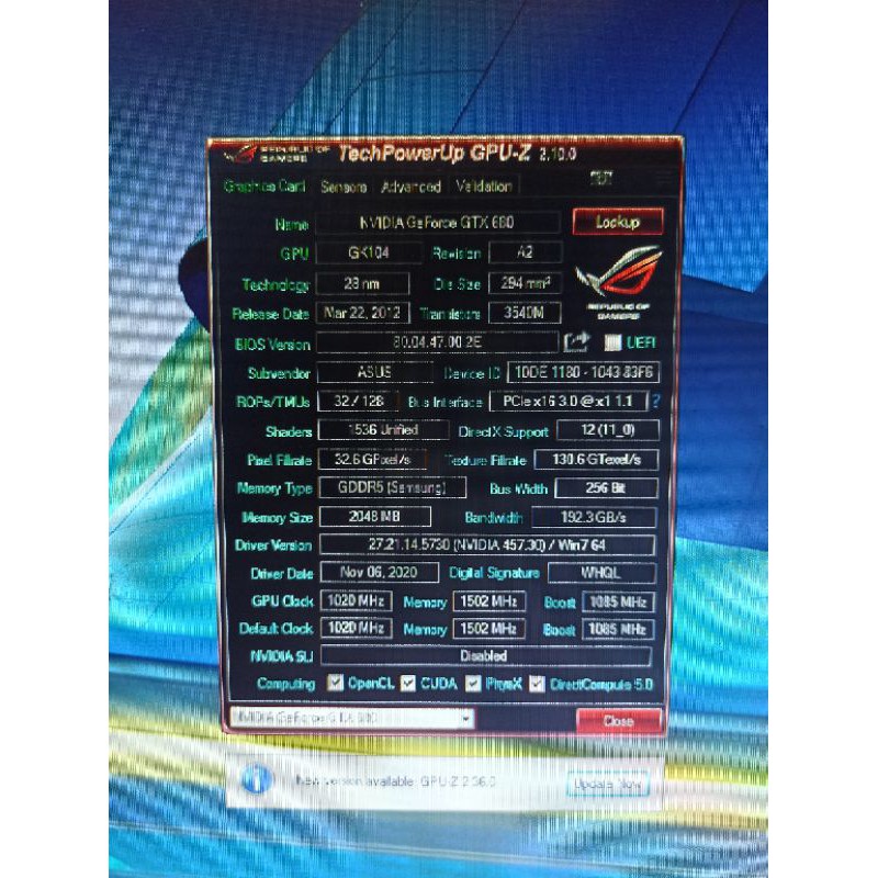  VGA NVIDIA GTX 680 2GB GDDR5 BUKAN 1030 1050 750 1080 970 