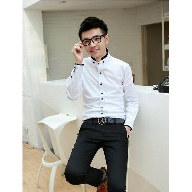 kemeja pria MULOMEN 10 putih   kemeja cowok  kemeja cowo  kemeja putih  kemeja korea  kemeja slimfi