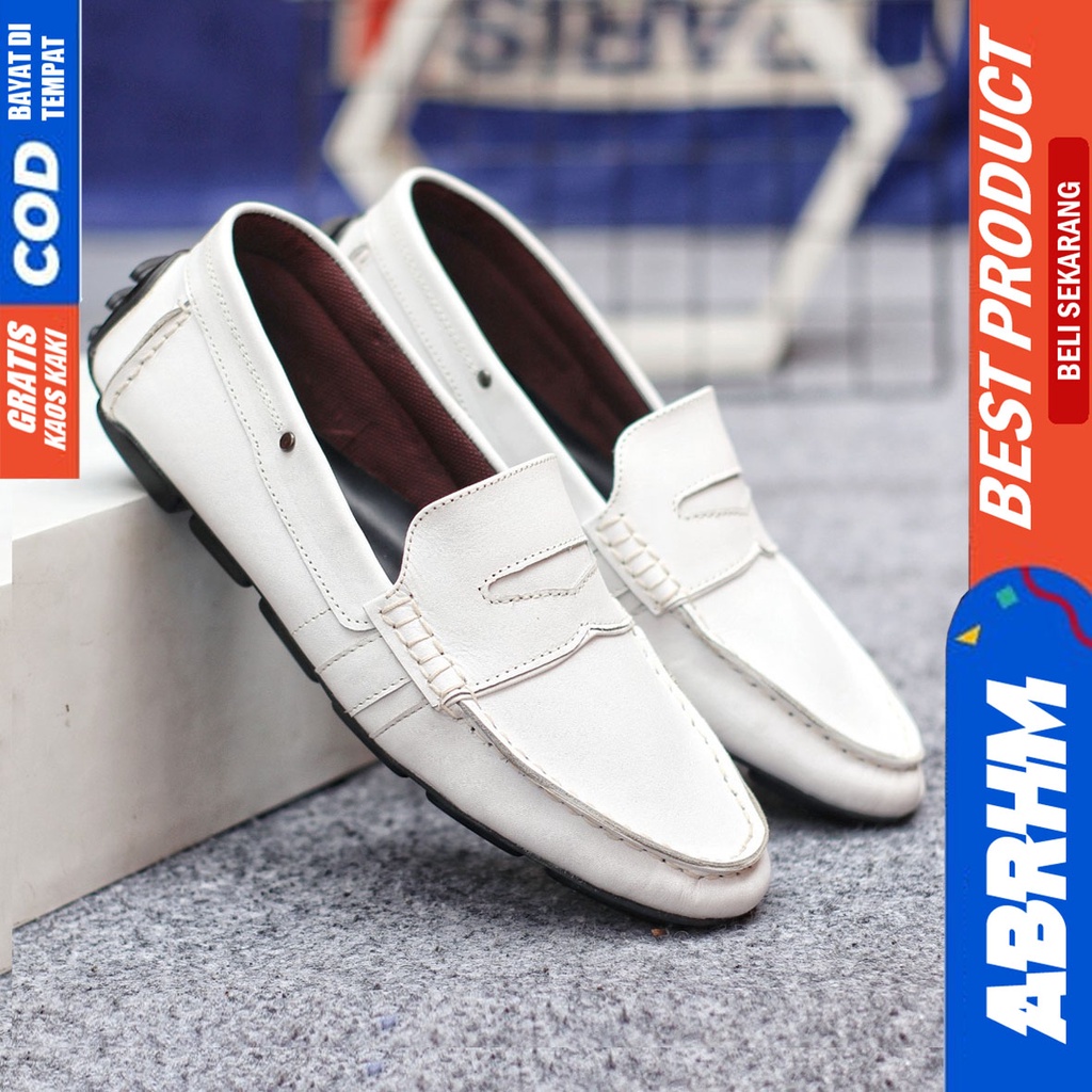 Sepatu Casual Pria Slip On Slop Selop Pansus Santai Kulit Asli Kerja Kantor Kulit Kondangan Hitam Polos Fashion shoes Terbaru Original Murah Kekinian Cowok VELAS ABRHM