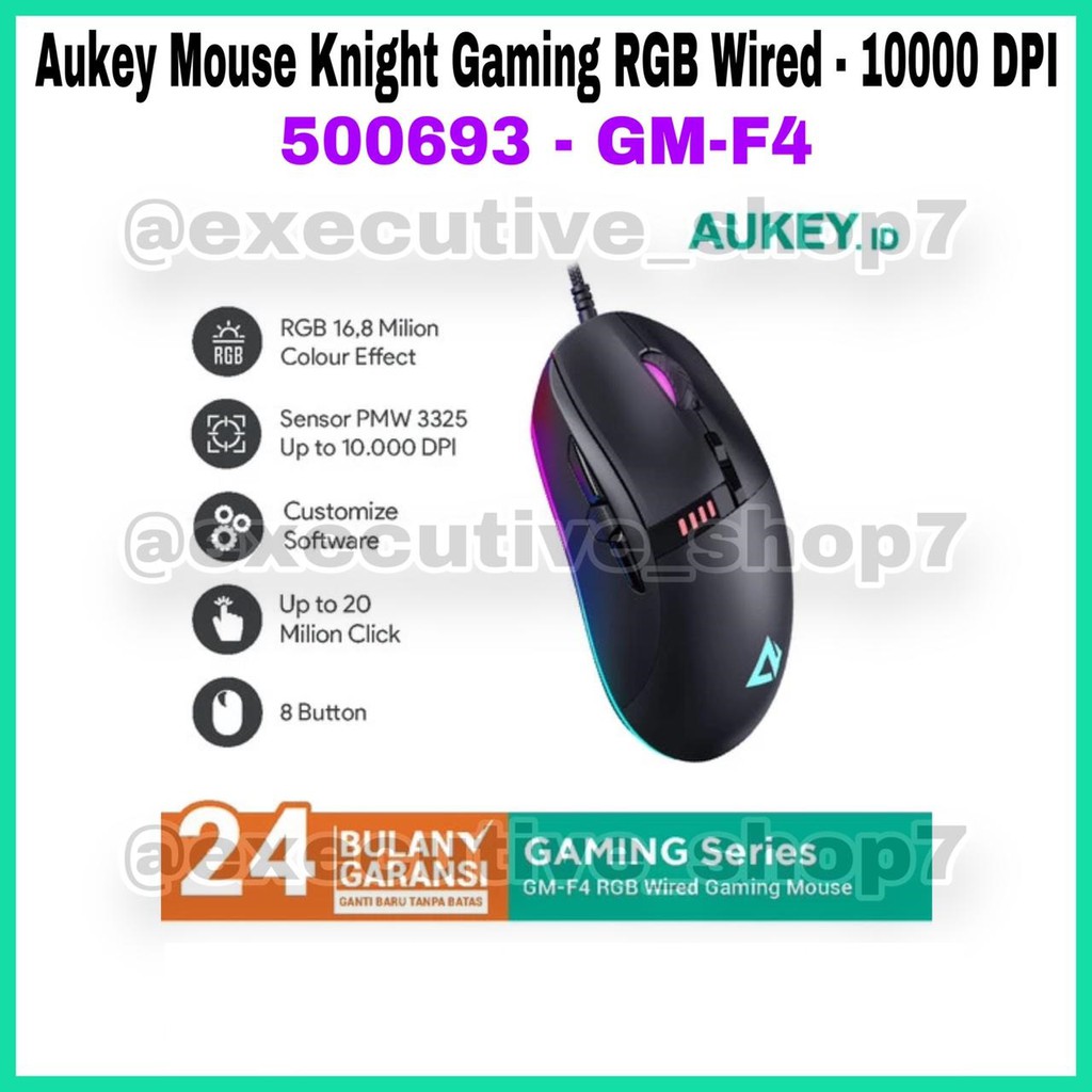 Aukey Mouse Knight Gaming RGB Wired - 10000 DPI- 500693 - GM-F4