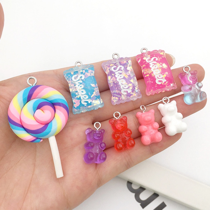 32pcs Permen Gummy Bear Bahan Resin Untuk Gelang / Kalung / Anting Charms