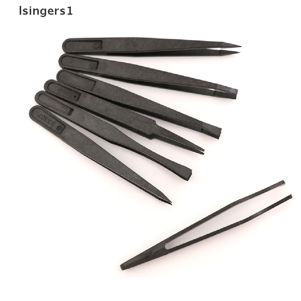 (lsingers1) 7pcs / Set Pinset Anti Statis Bahan Plastik Keras Warna Hitam Untuk Reparasi