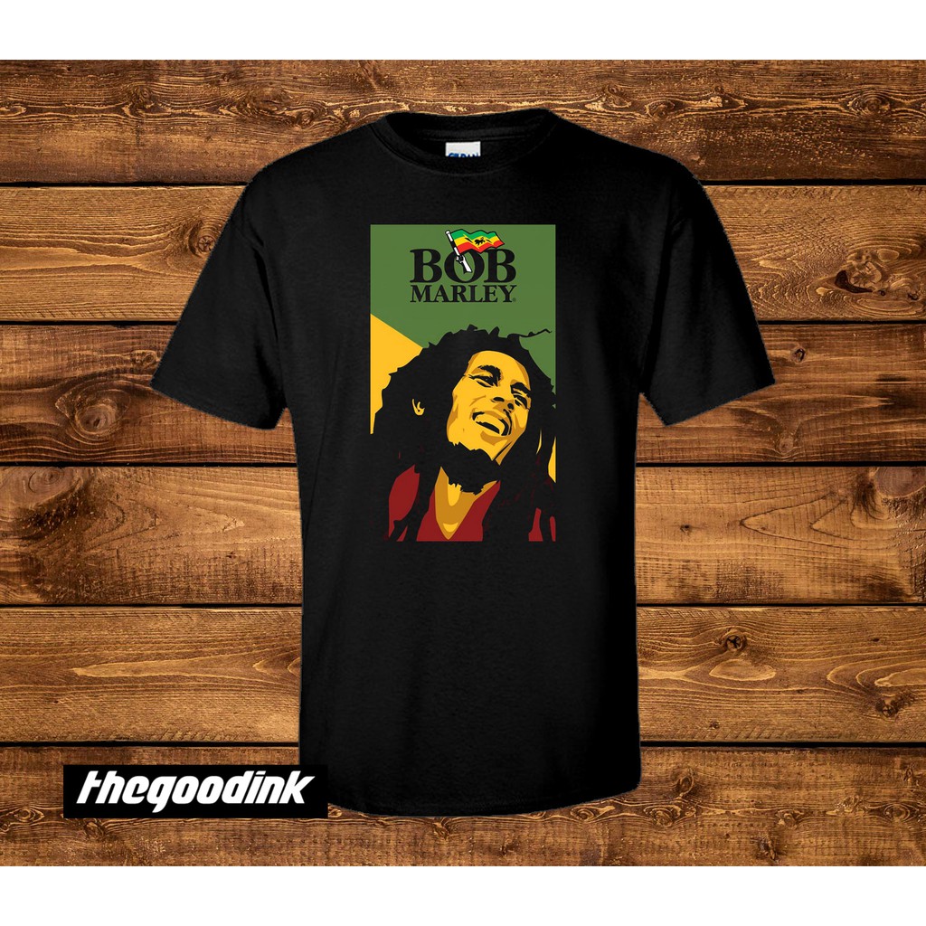 Kaos Bob Marley - Bob Marley Flag - Original Gildan T-shirt DTG Print