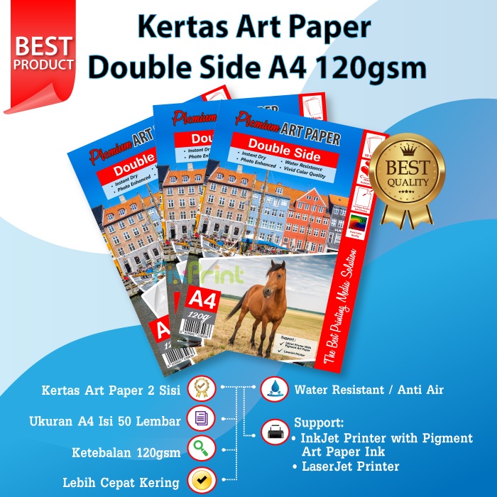 50 Sheets Kertas Photo Art Paper A4 120gsm 120 gsm Print Double Side