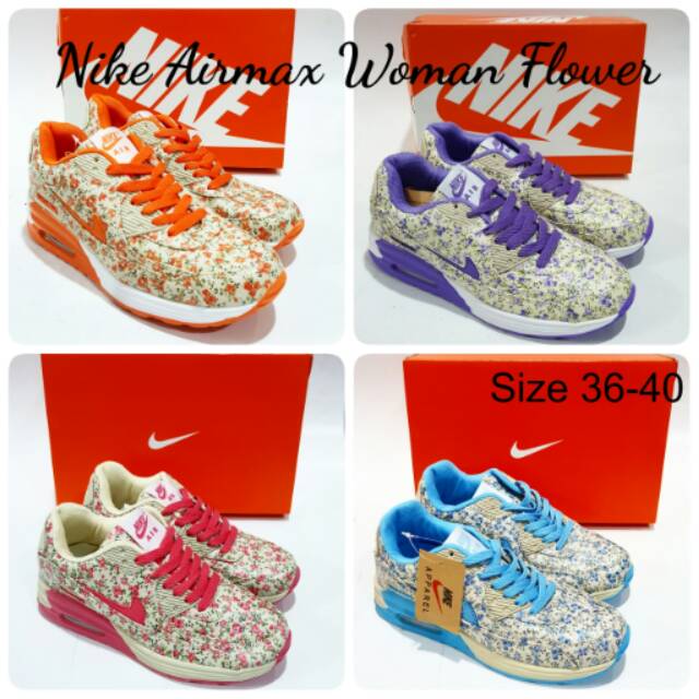 Sepatu Kets Nike Airmax Woman Flower Bunga