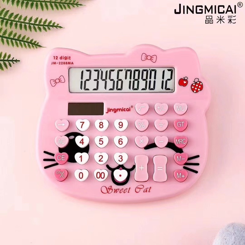 Kalkulator karakter Head Hello Kitty / Kalkulator dagang ( KT-2288 ) ukuran 14cm x 12.3 cm Angka 12 Digit Calculator Hello KItty termurah