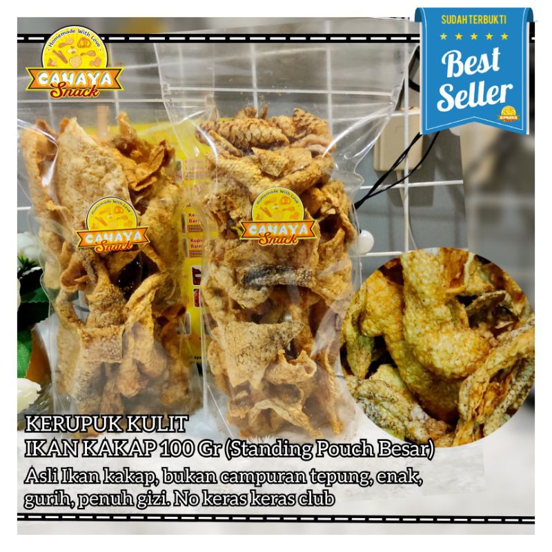 

[TERLARIS]KERUPUK SEHAT KULIT IKAN KAKAP 100 gr (KEMASAN POUCH BESAR)