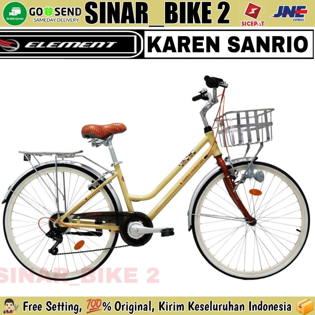 Sepeda Keranjang Dewasa 26 Inch ELEMENT Karen Sanrio 7 Speed