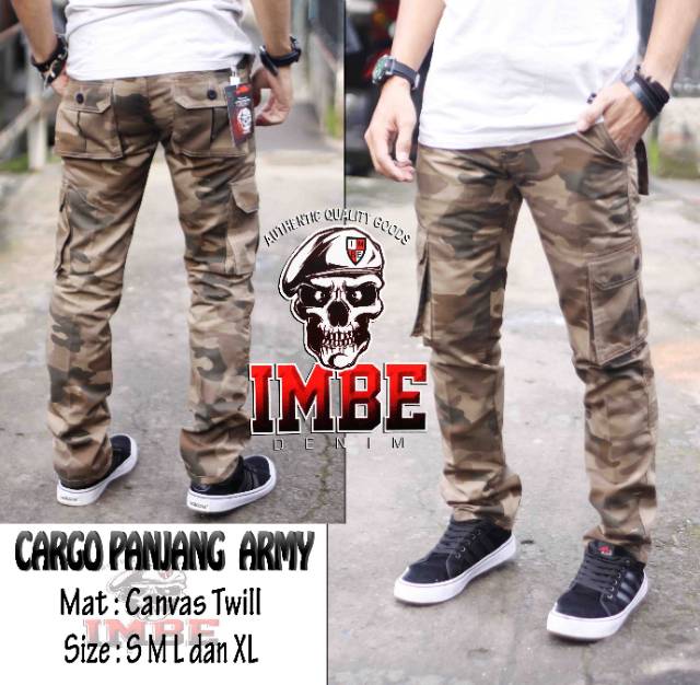  CELANA  KARGO PANJANG PRIA CARGO PANJANG ABU HIJAU LORENG 