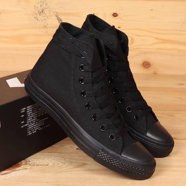 SEPATU CONVERSE HIGHT FULLBLACK FREE BOX KW SUPER