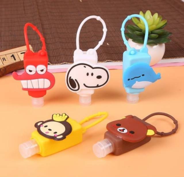 [ Part 1 ] Botol Tanpa Isi / Gantungan Hand Sanitizer Karakter Lucu Bahan Silikon