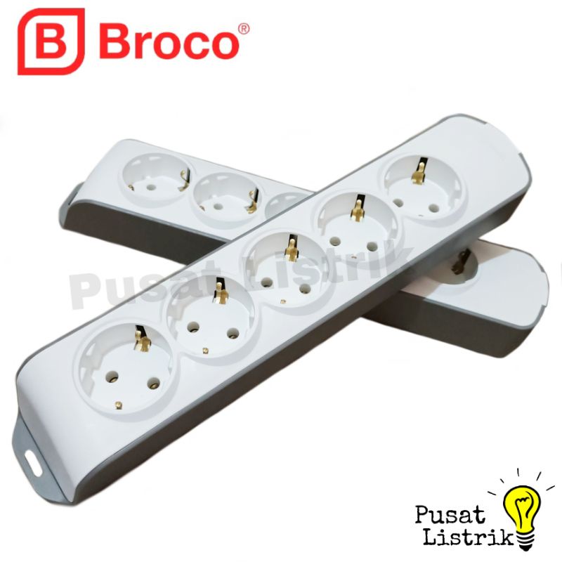 Stop Kontak 3-6 Lubang Tanpa Indikator Broco Tipe Slanting OB Stop Kontak 3-6Lubang Biasa Stop Kontak Outbow Broco Model Miring