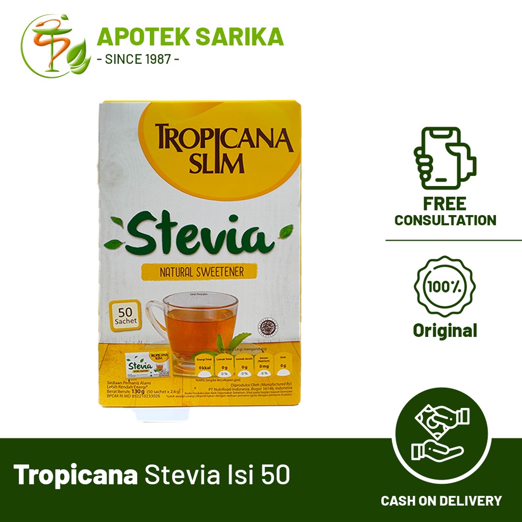 

Tropicana Slim Sweetener Stevia 50 Sachet (Pemanis Alami Nol Kalori)